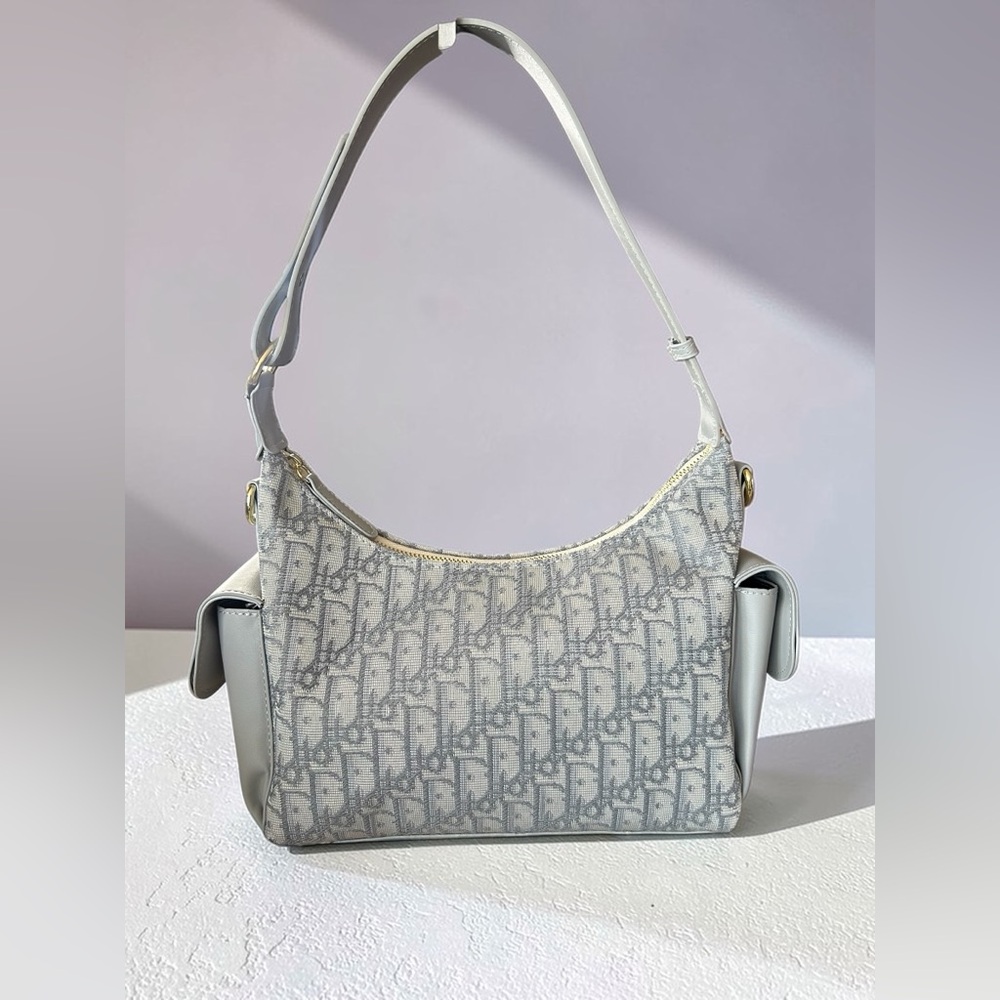 Elegant Gray Designer Shoulder Bag